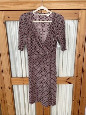 Tommy Bahama Burgundy Geometric Faux Wrap Dress